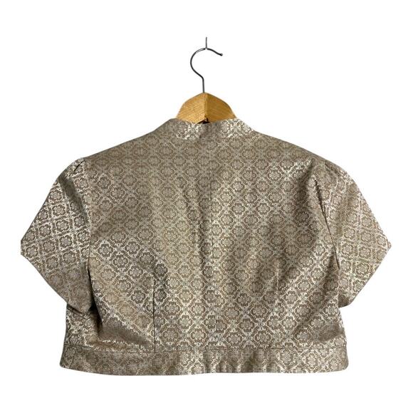 Express Design Studio Gold Metallic Bolero Jacket Iridescent Cropped Formal 4 - Picture 2 of 8